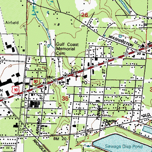 Topographic Map of Central Baptist Church, MS