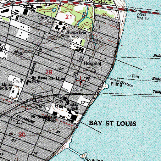 Topographic Map of Hancock County Courthouse, MS