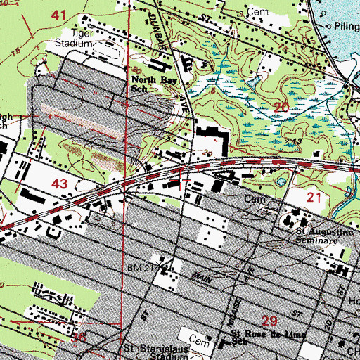 Topographic Map of Hancock County Library, MS