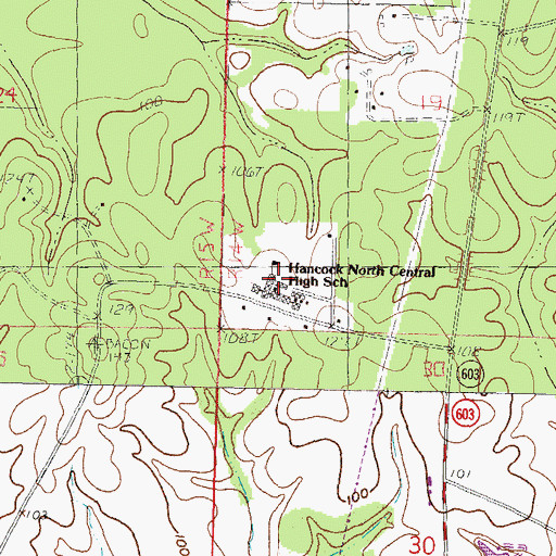 Topographic Map of Hancock North Central High School, MS