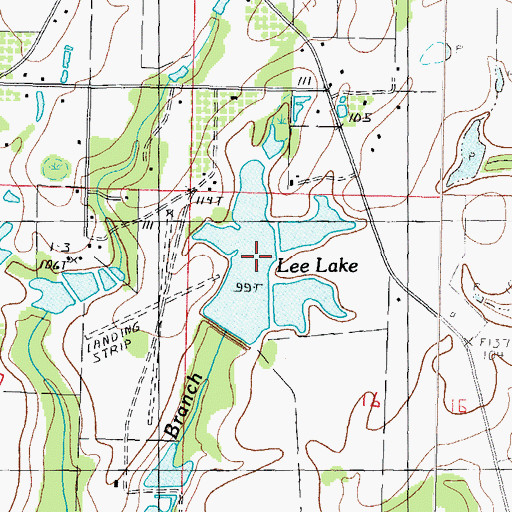 Topographic Map of Lee Lake, MS