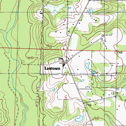 Topographic Map of Lees Chapel Baptist Church, MS