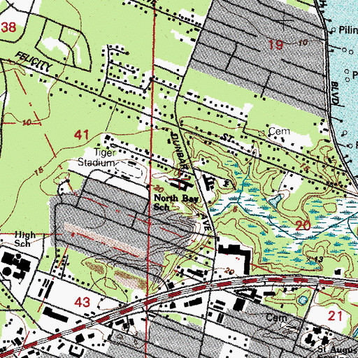 Topographic Map of North Bay Elementary School, MS