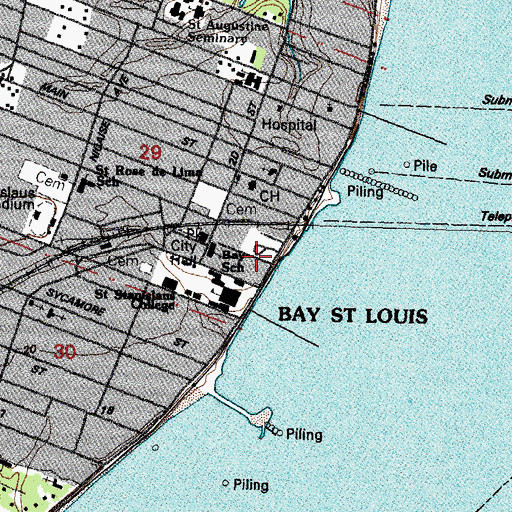 Topographic Map of Our Lady of the Gulf Catholic Church, MS