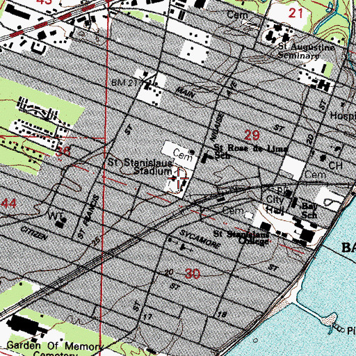 Topographic Map of Saint Stanislaus Stadium, MS