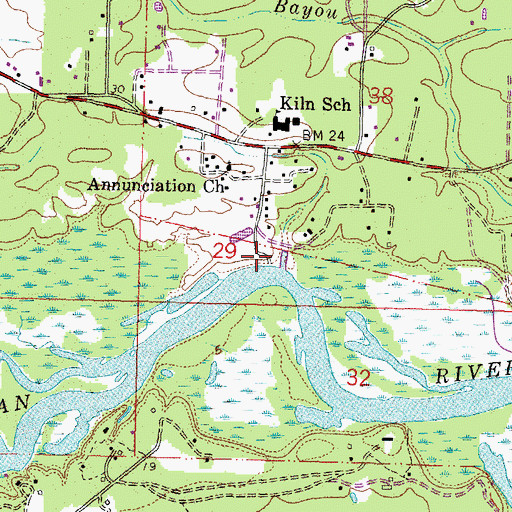 Topographic Map of Thompsons Mill (historical), MS