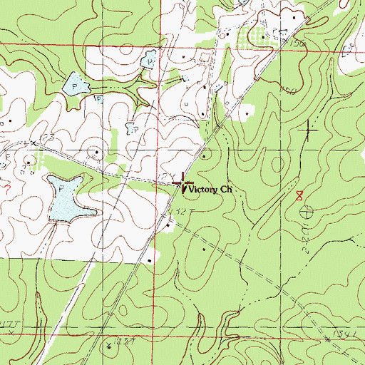 Topographic Map of Victory Church, MS