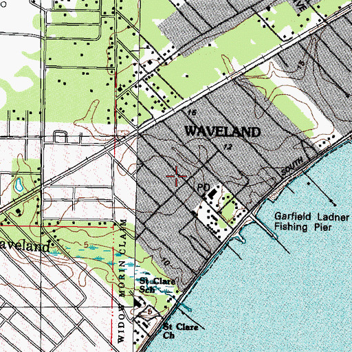 Topographic Map of Waveland City Hall, MS