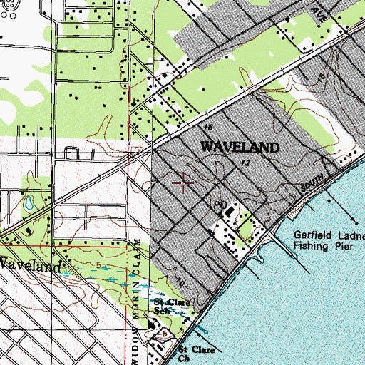 Topographic Map of Waveland Library, MS