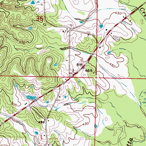 Topographic Map of Addy Store (historical), MS