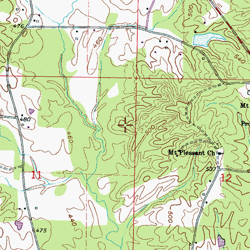 Topographic Map of Battlefield School (historical), MS