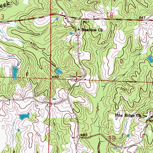 Topographic Map of Beat Line School (historical), MS