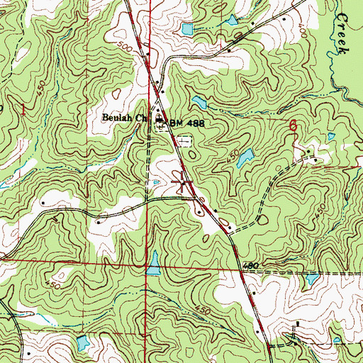Topographic Map of Beulah School (historical), MS