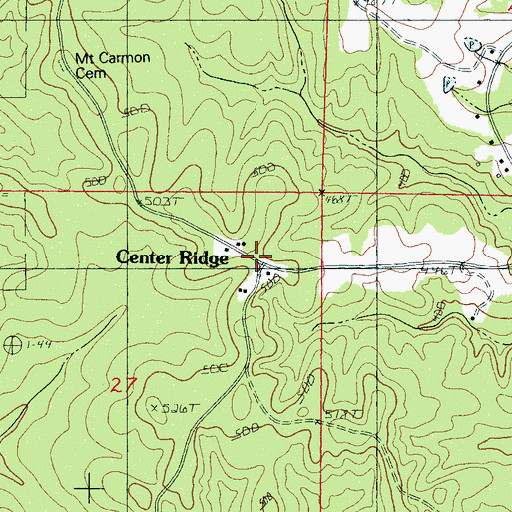 Topographic Map of Center Ridge, MS