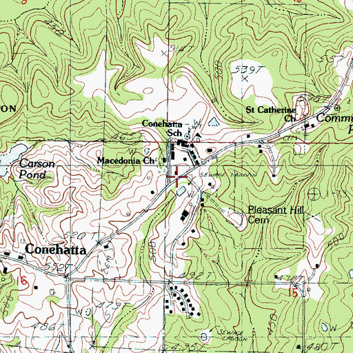 Topographic Map of Choctaw Church (historical), MS