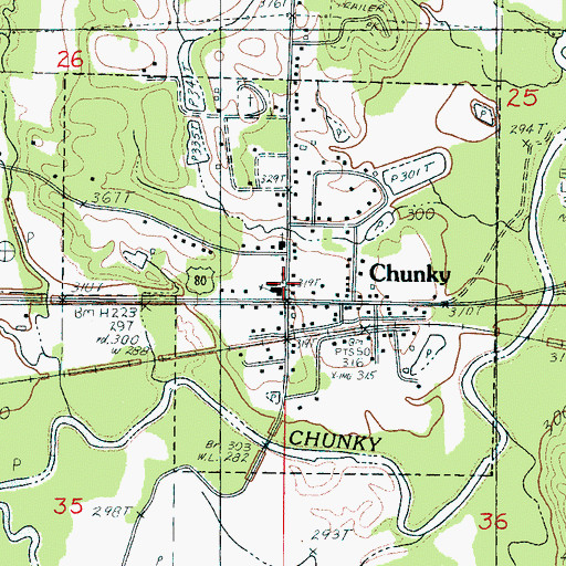 Topographic Map of Chunky Baptist Church, MS