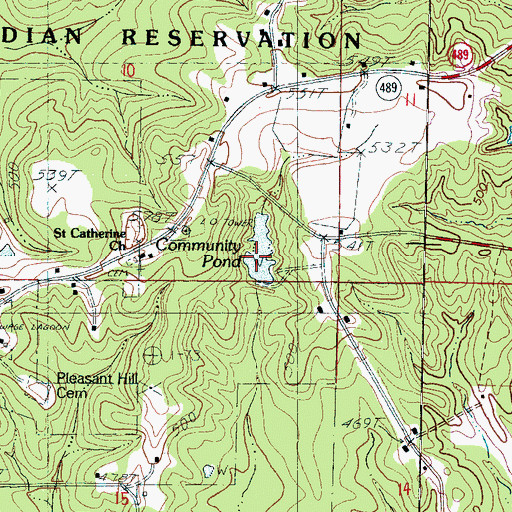 Topographic Map of Community Pond, MS