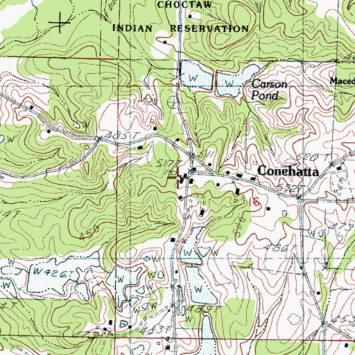 Topographic Map of Conehatta High School, MS