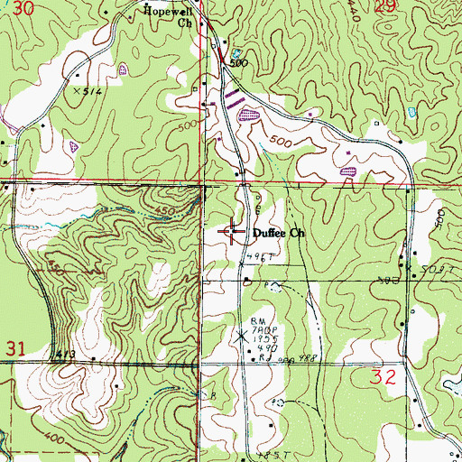 Topographic Map of Duffee Church, MS