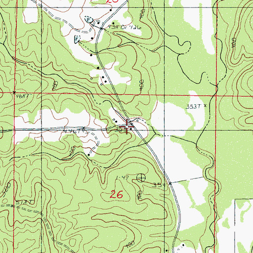 Topographic Map of Evergreen (historical), MS