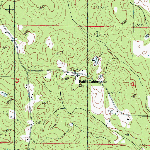 Topographic Map of Faith Tabernacle Church, MS