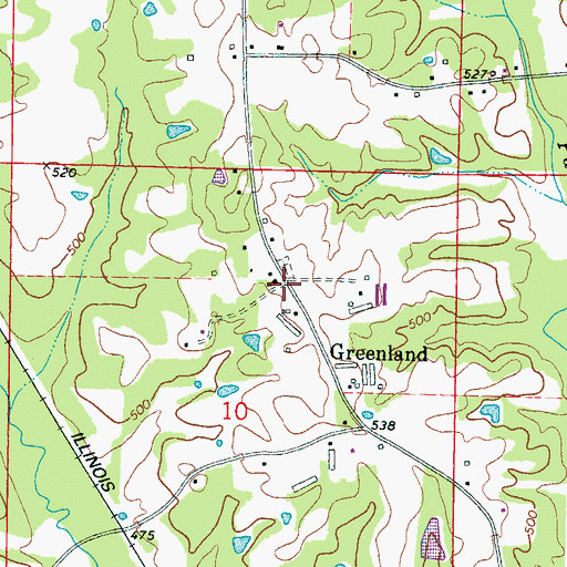 Topographic Map of Greenland Baptist Church, MS