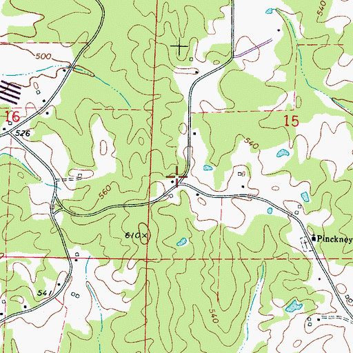 Topographic Map of Greens Mill (historical), MS