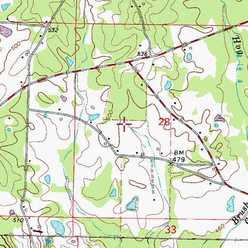 Topographic Map of Gum Spring, MS