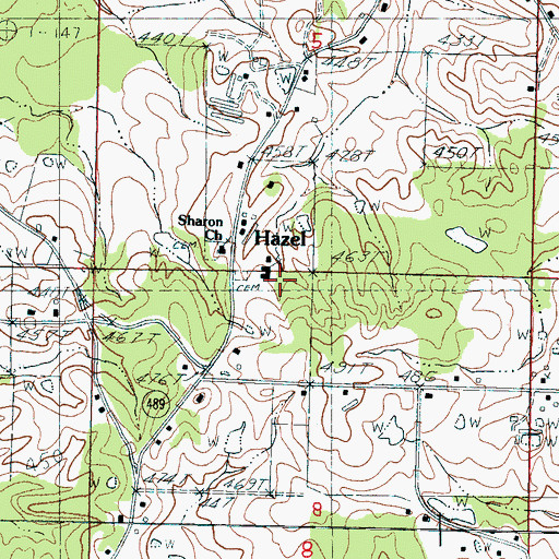 Topographic Map of Hazel Church, MS