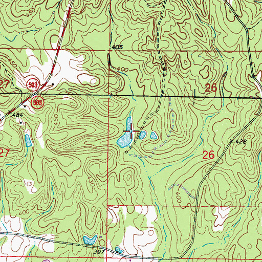 Topographic Map of Horne Mill Pond, MS