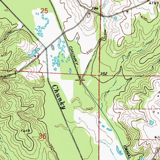 Topographic Map of John Cook Branch, MS