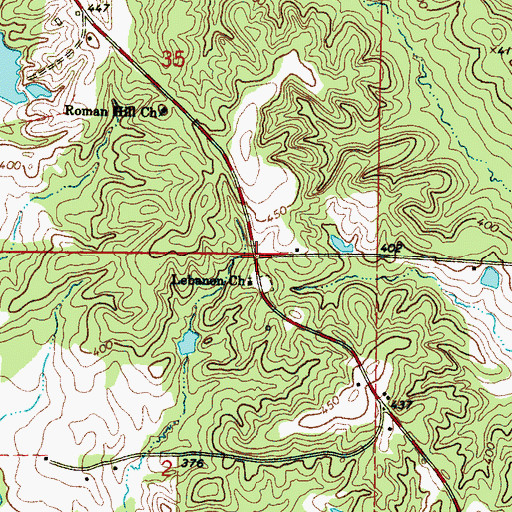 Topographic Map of Lebanon, MS