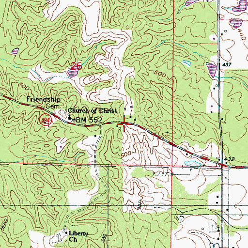 Topographic Map of Liberty School (historical), MS
