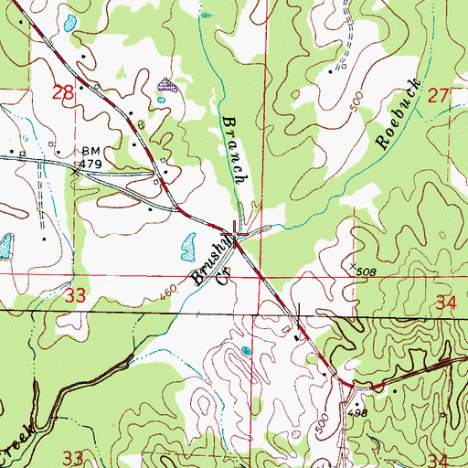 Topographic Map of Millins Mill (historical), MS
