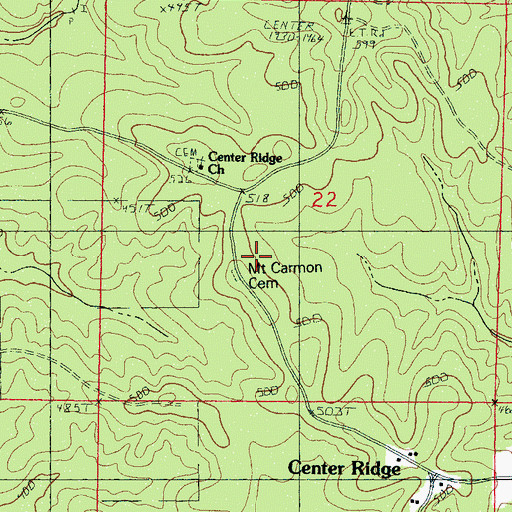 Topographic Map of Mount Carmon Church (historical), MS