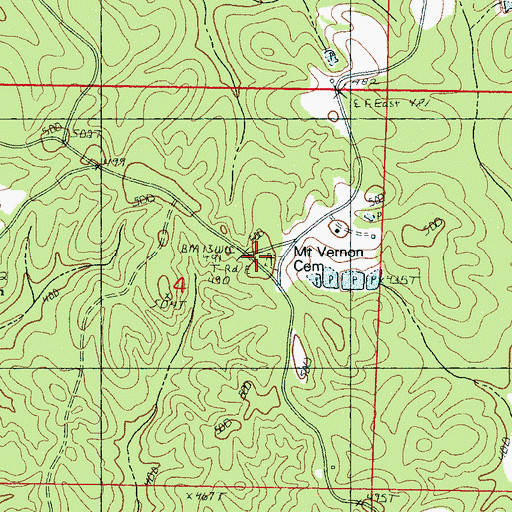 Topographic Map of Mount Zion Church (historical), MS