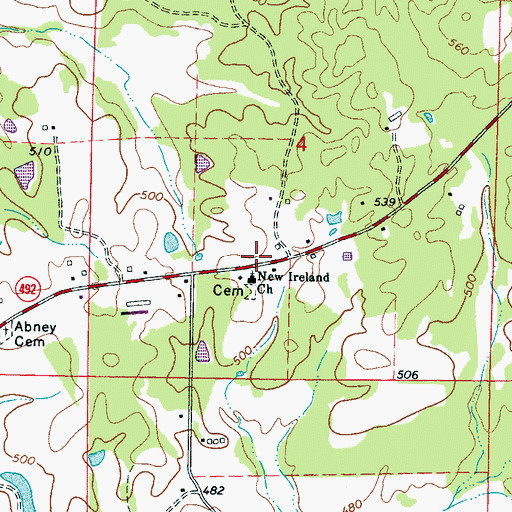 Topographic Map of New Island Church (historical), MS