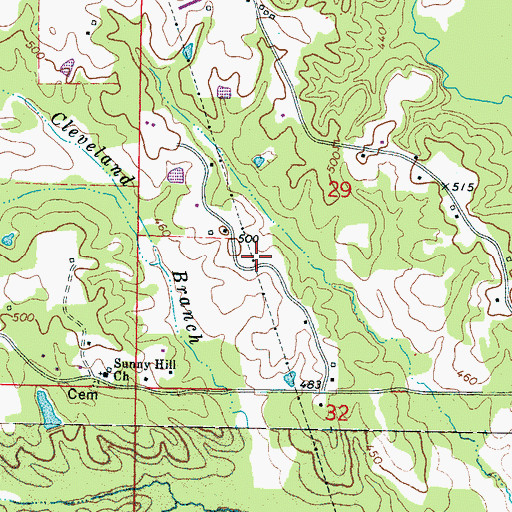 Topographic Map of Pine Grove School (historical), MS