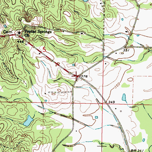 Topographic Map of Poplar Springs, MS