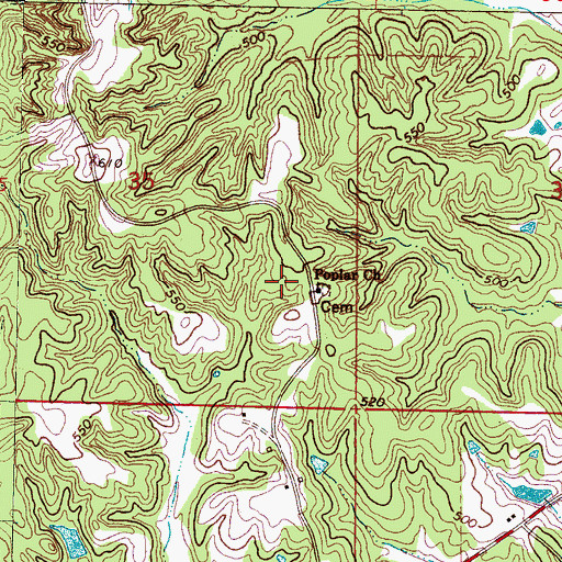 Topographic Map of Poplar Springs School (historical), MS