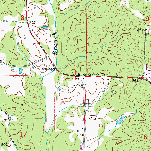 Topographic Map of Rock Branch, MS