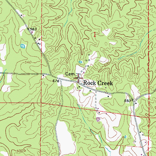 Topographic Map of Rock Creek Church, MS