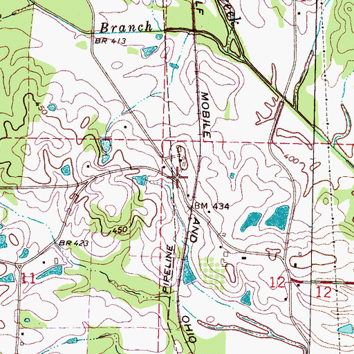 Topographic Map of Scanlon (historical), MS