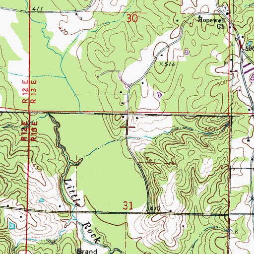 Topographic Map of Storys Store (historical), MS