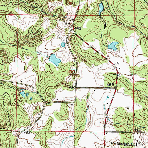 Topographic Map of Sweetwater School (historical), MS
