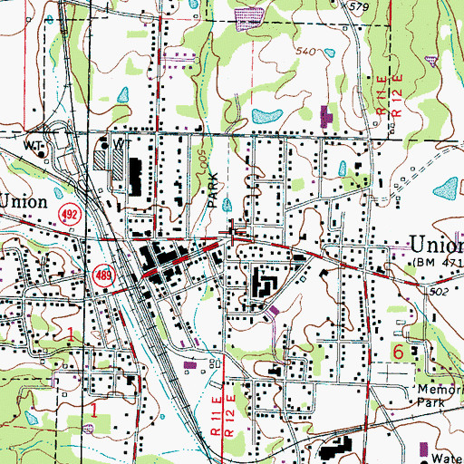 Topographic Map of Union United Methodist Church, MS