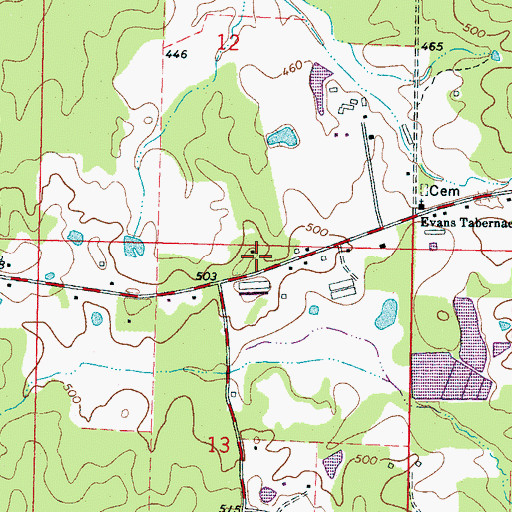 Topographic Map of Vance Store (historical), MS