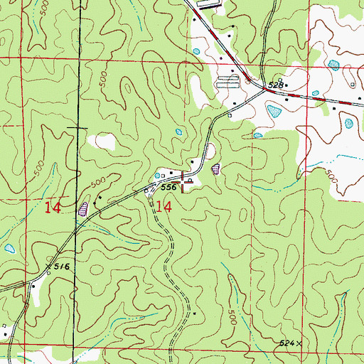 Topographic Map of Walnut School (historical), MS