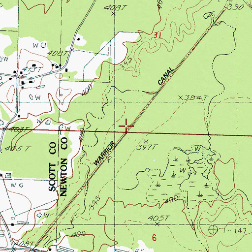 Topographic Map of Warrior Canal, MS