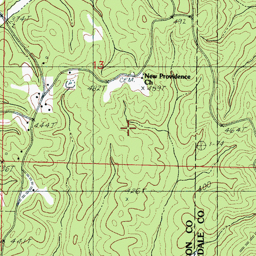 Topographic Map of New Providence, MS